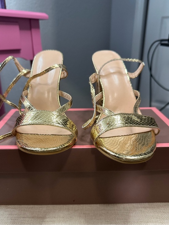 Shoes - Gold Strappy Women’s Heeled Sandals EUR39/US 8.5
